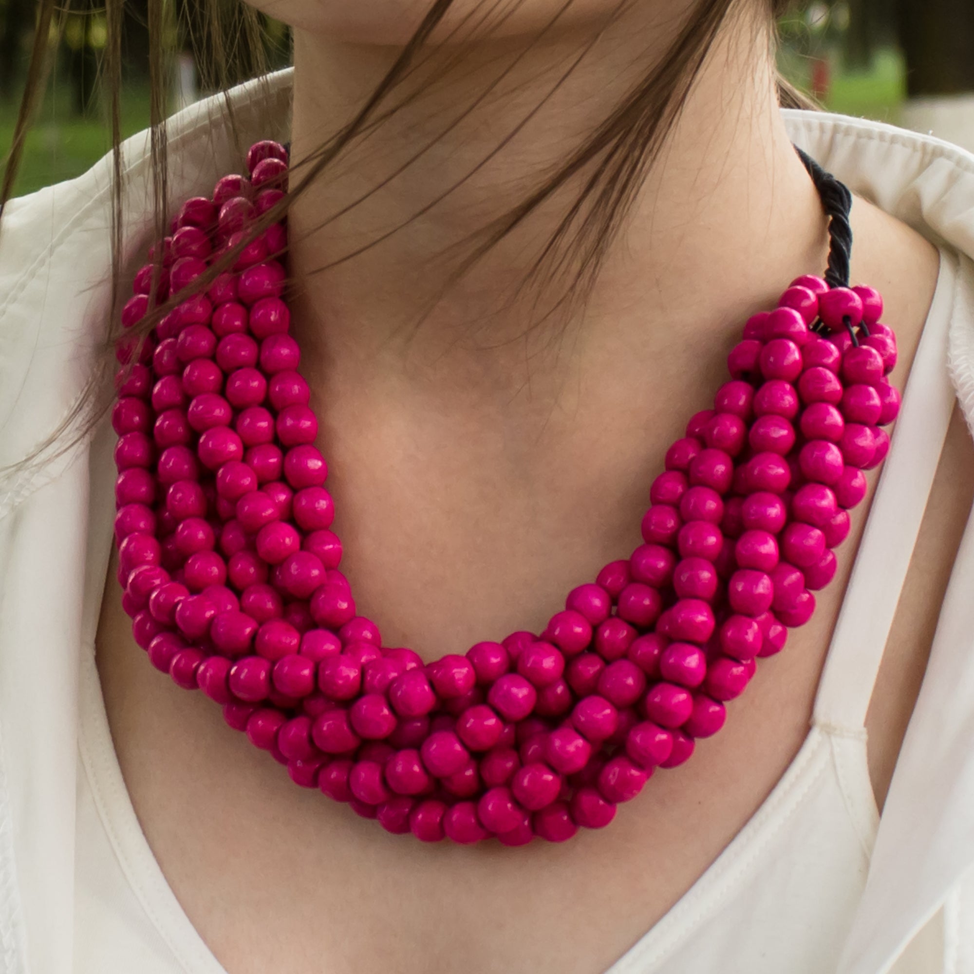 Pink Long Rose Quartz Stone Pendant Knotted Bead Necklace - Erin – Dana  LeBlanc Designs